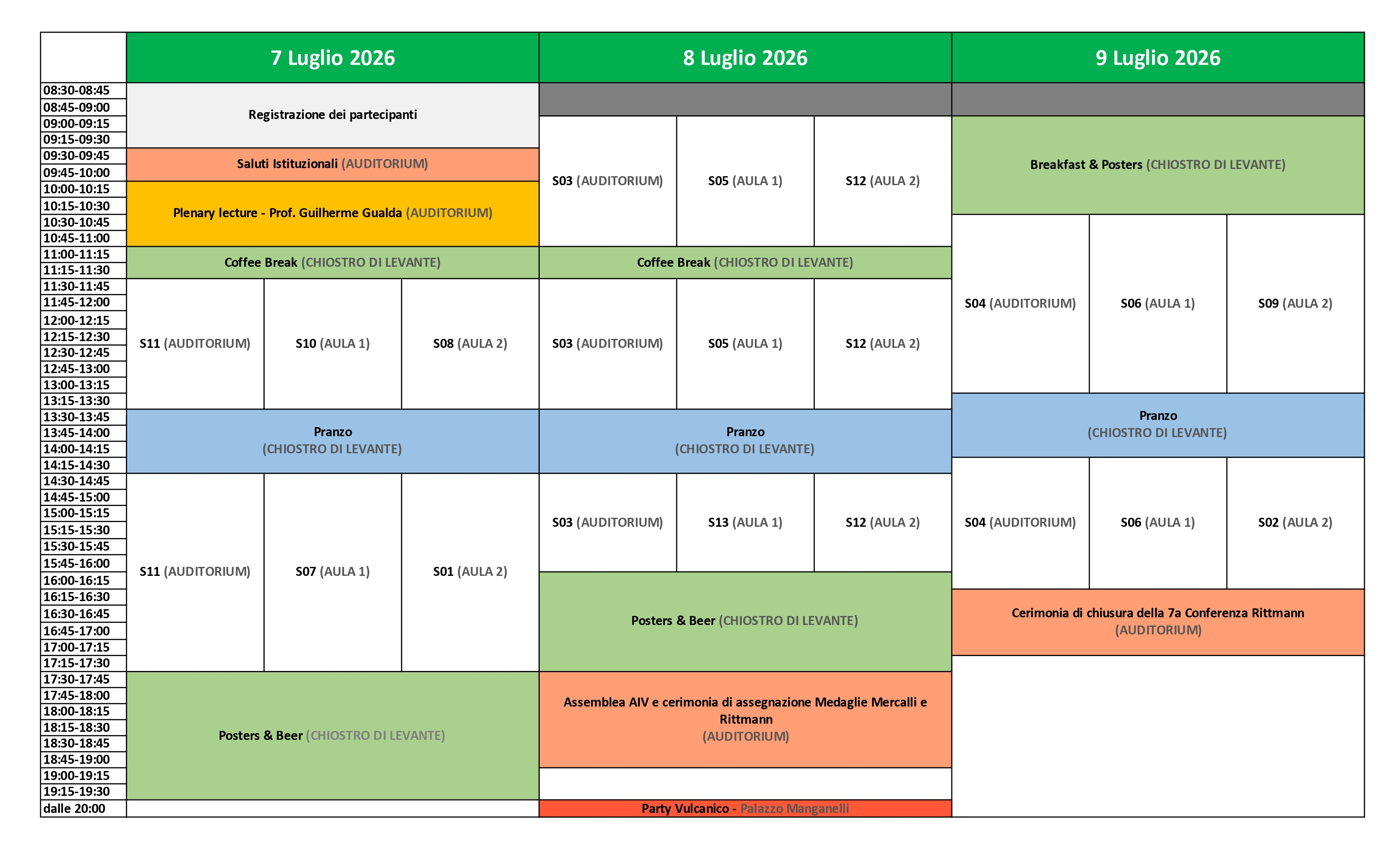 Timetable 2026